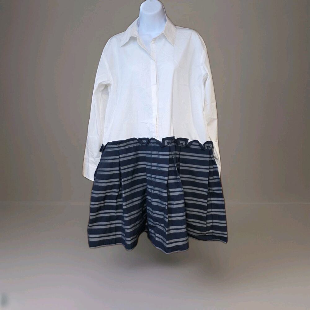 EUC Tanya Taylor Vntg Sz 4 White And Navy Smart Dress‎